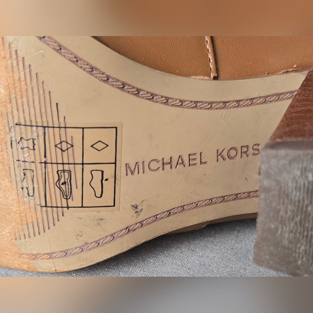 Michael Kors Leather Chelsea Ankle Boots Brown Block Heel Size 7 - Picture 11 of 12